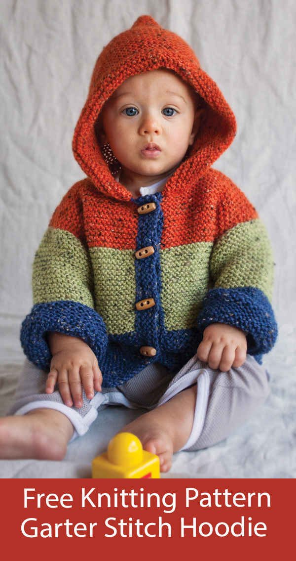 Free Knitting Pattern Child’s Hoodie Sweater in Garter Stitch