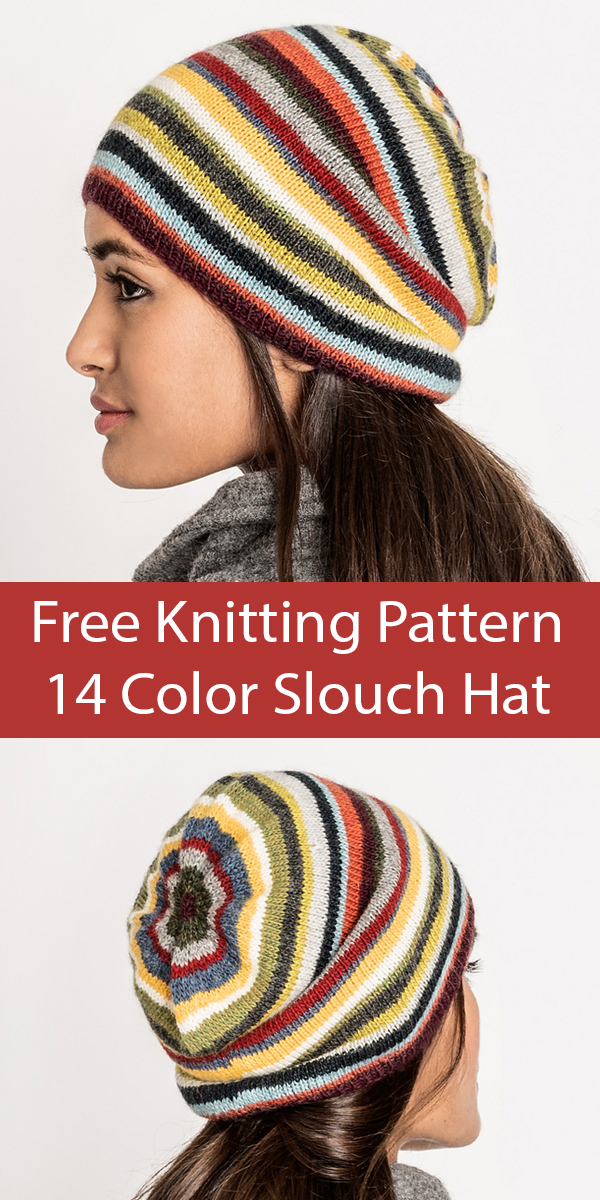 14 Color Slouch Hat Free Knitting Pattern Stashbuster