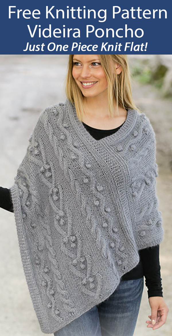 Free Knitting Pattern for Videira Poncho in 1 Piece