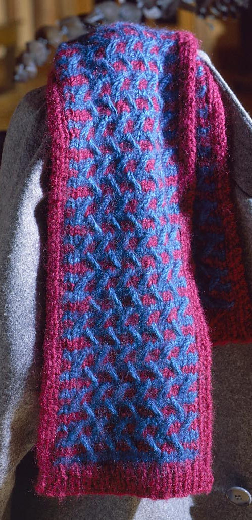 Knitting Pattern for 2 Color Cable Scarf