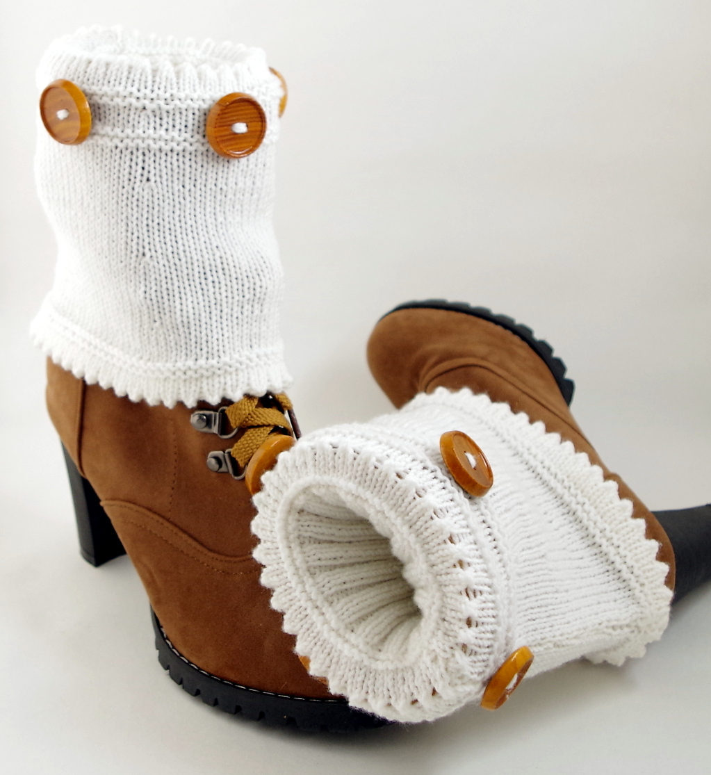 Free Knitting Pattern for 2-in-1 Boot Cuffs With Buttons And Lace