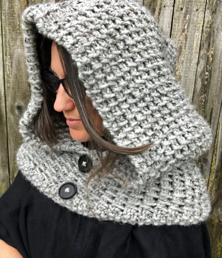 Knitting Pattern for 2 Row Repeat Dawn Hooded Cowl