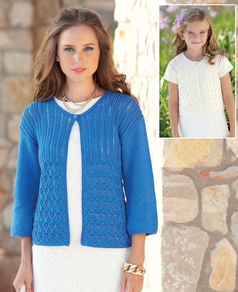 Lace Cardigan Knitting Pattern for Children and Adults