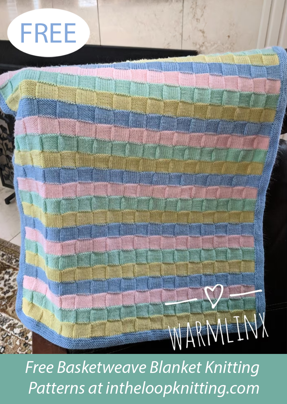 Free 4-color Block Baby Blanket Knitting Pattern