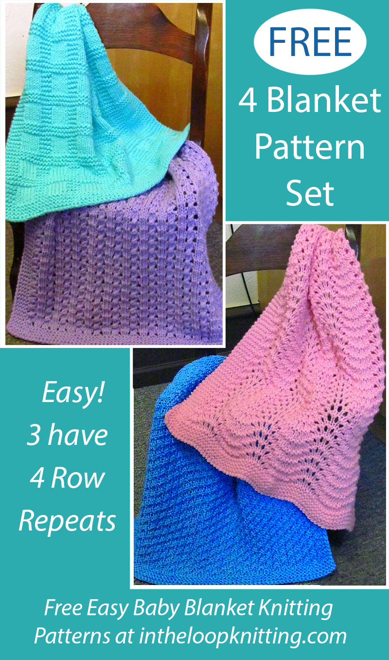 Free 4 Mini Baby Blankets Knitting Pattern