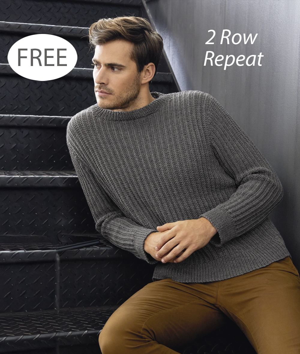 Free Men's 41 Pullover in Lana Grossa Cool Wool Sweater Knitting Pattern