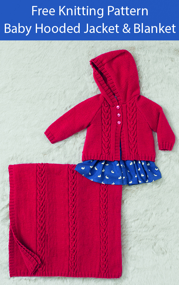 Free Knitting Pattern for Cabled Baby Blanket with Hooded Jacket