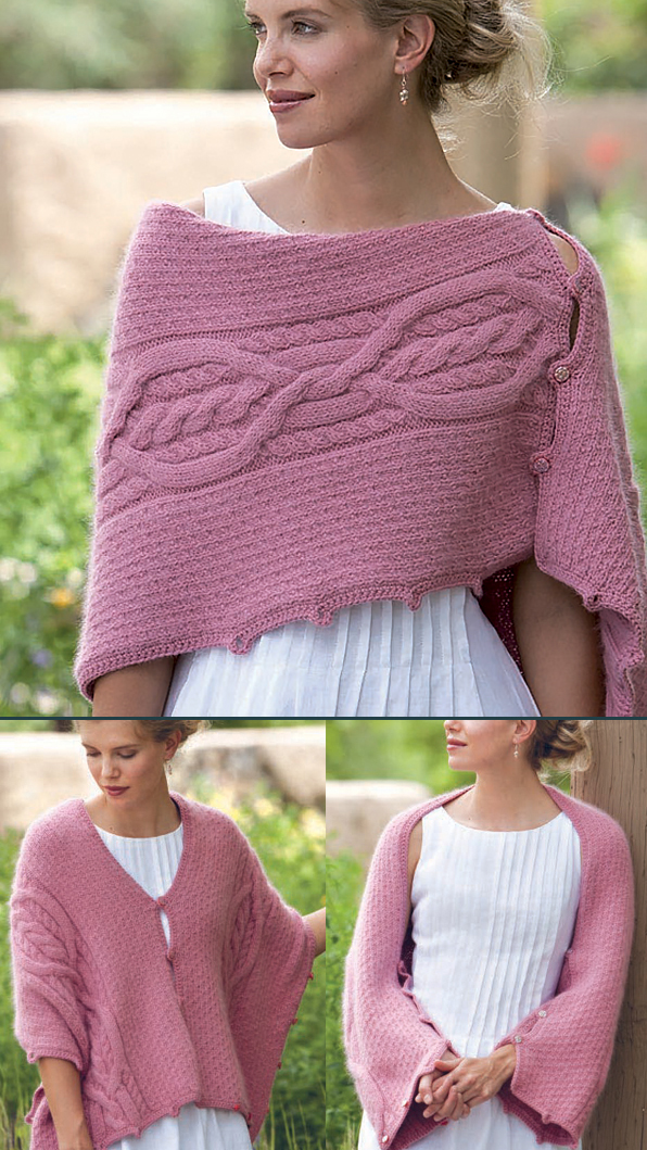 Free Knitting Pattern for Five-Way Cable Shrug