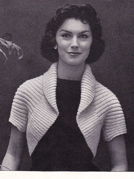 Free knitting pattern for 50s Ribbed Shrug