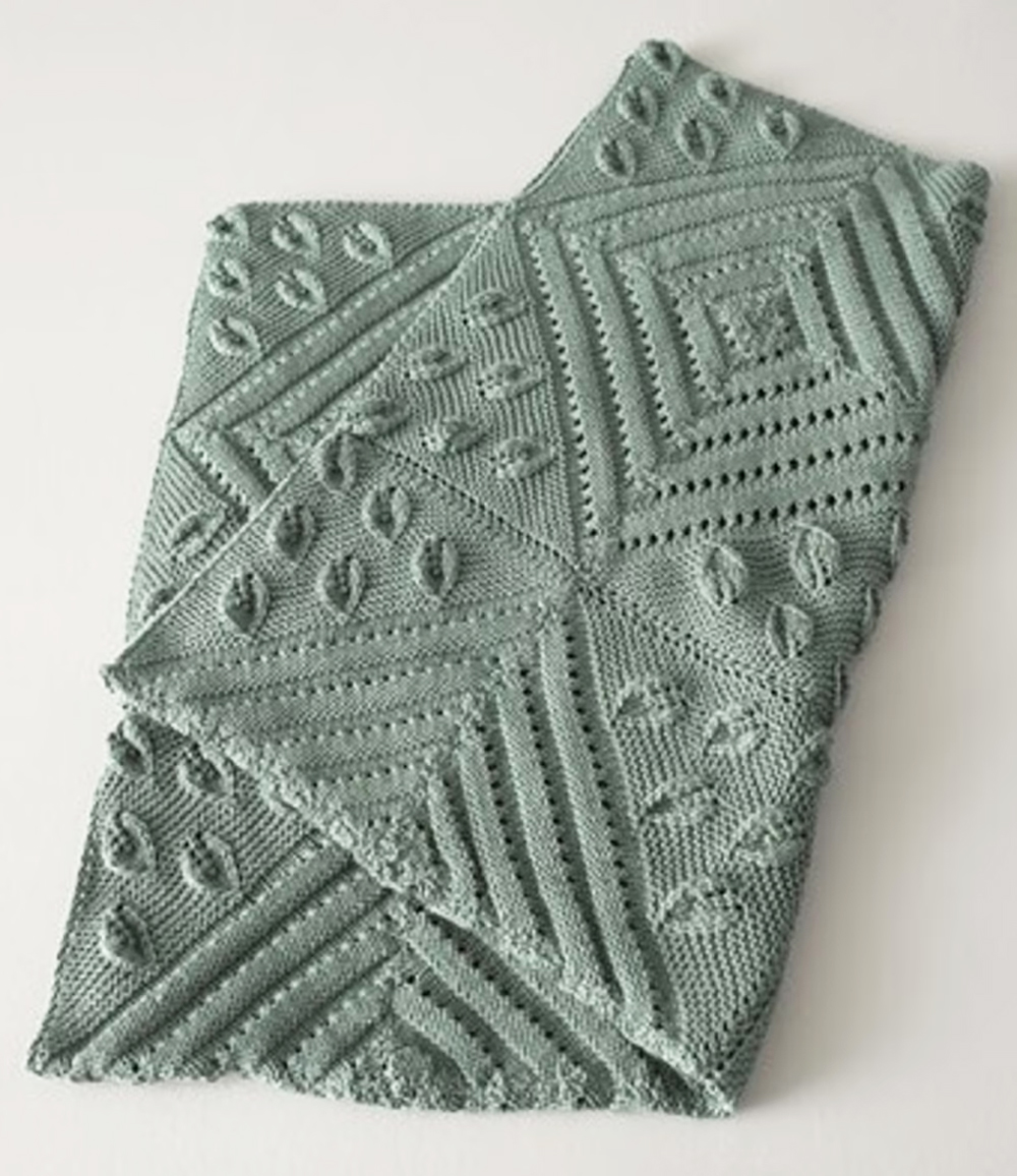 686 Leaves and Lines Afghan Knitting Pattern
