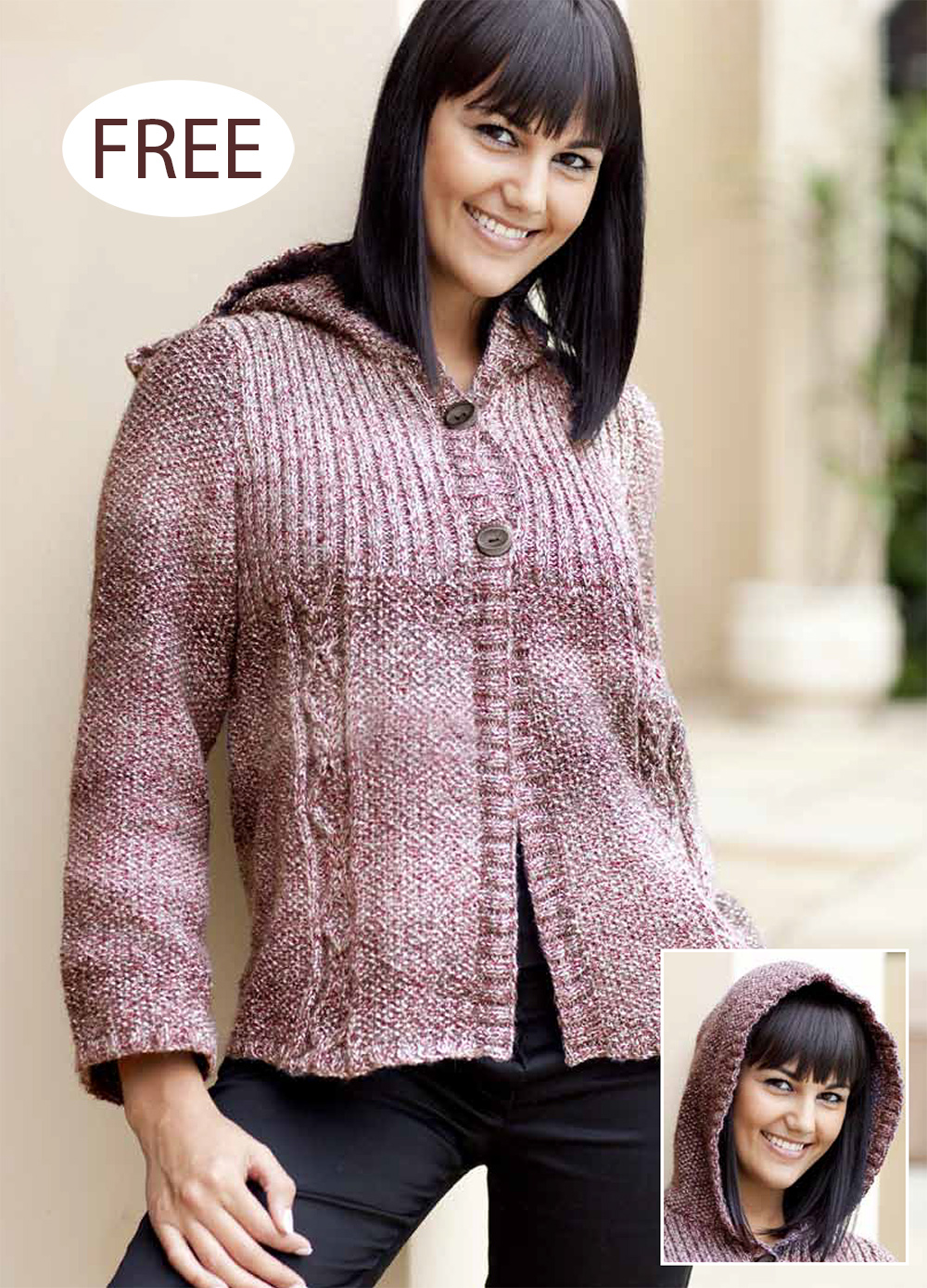 Free 6947 Hooded Cardigan Hoodie Knitting Pattern