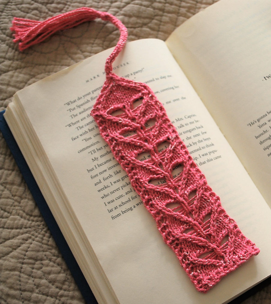 Free Knitting Pattern for 7 of Hearts Bookmark