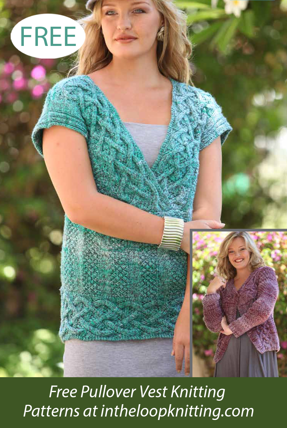 Free Cable Pullover Vest or Cardigan Knitting Pattern