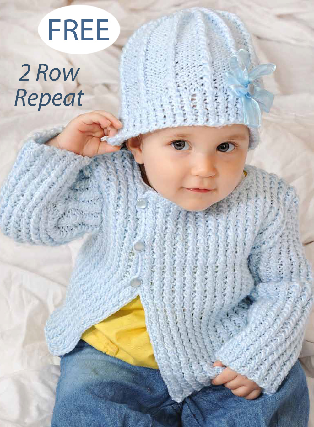 Free Baby Cardigan and Beanie 7332 Knitting Pattern