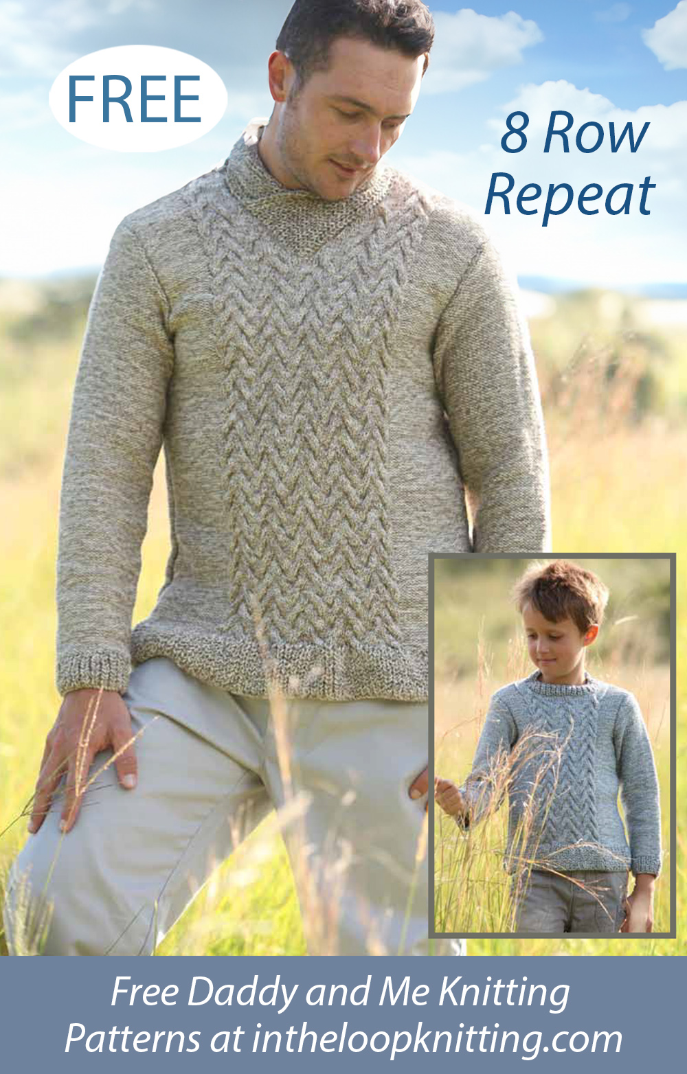 Free Sweater Knitting Pattern 7406 Cable Pullover in Child and Adult Sizes