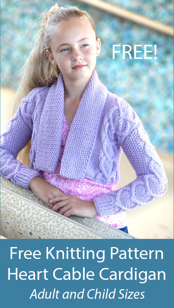 Free Cardigan Knitting Pattern Heart Cable Cropped Cardigan Elle 7442