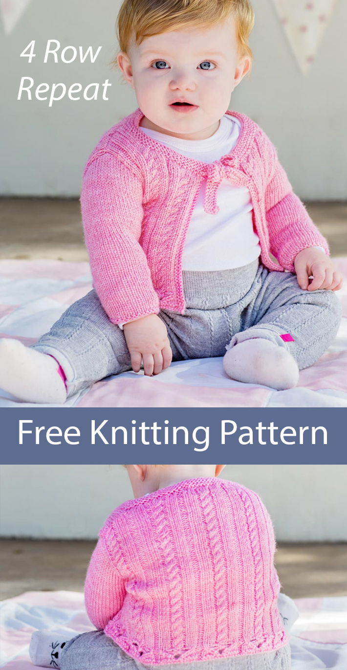 Free Baby Tie Cardigan Knitting Pattern Elle 7565