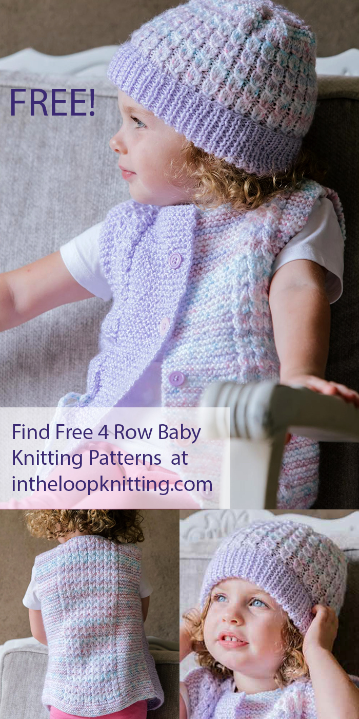 Free Baby Knitting Pattern Cardigan and Hat Elle 7742