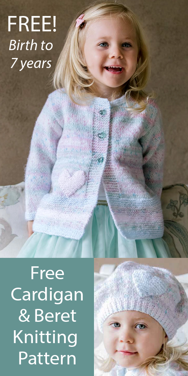 Free Baby and Child Cardigan and Hat Knitting Pattern Elle 7743