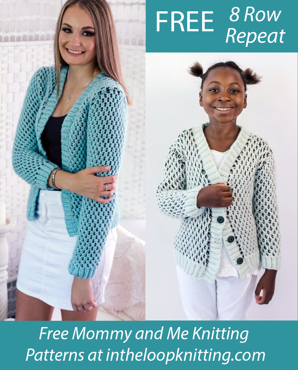 Free Honeycomb Cardigan Knitting Pattern in Women and Child Sizes