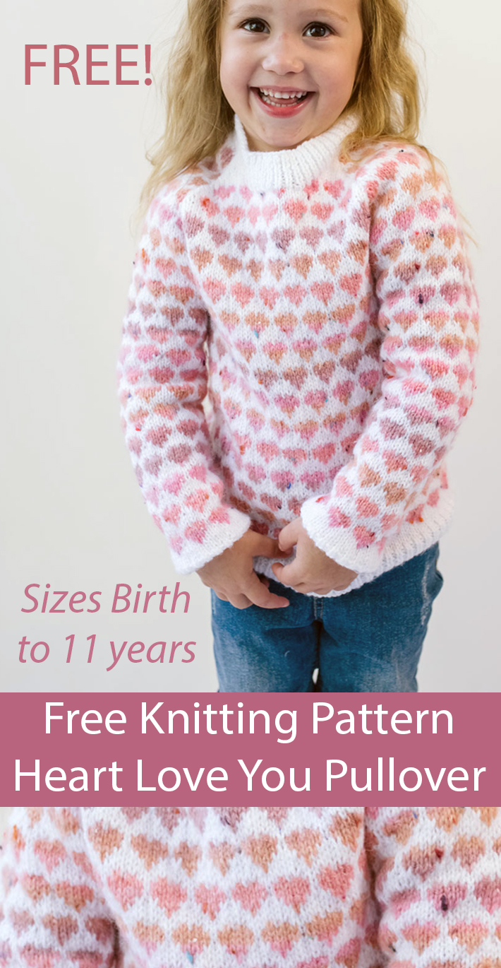 Free Baby and Child Heart Sweater Knitting Pattern Love You Pullover Elle 7816