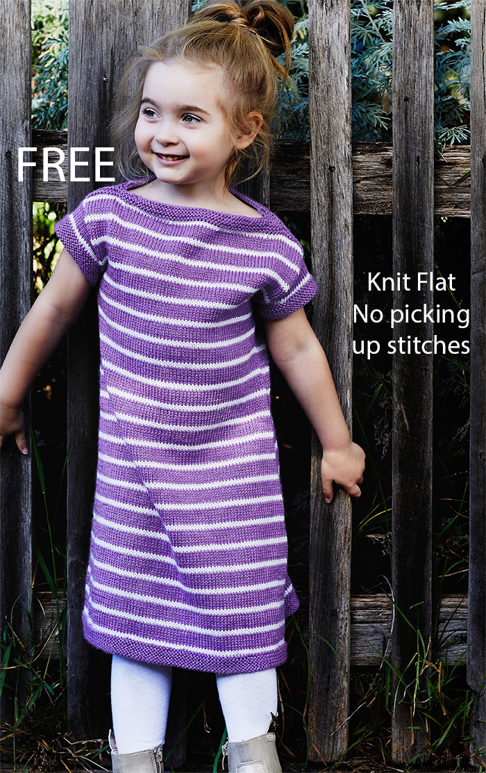 Free A-Line Striped Dress Child's Dress Knitting Pattern