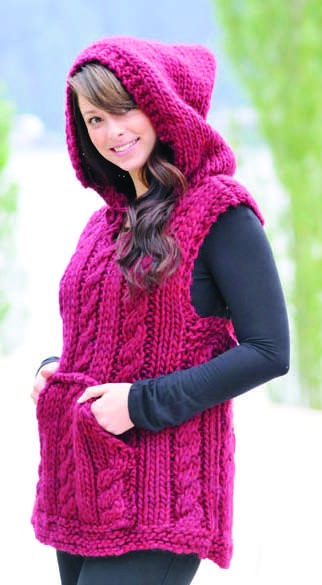 Free Knitting Pattern for Hooded Magnum Vest