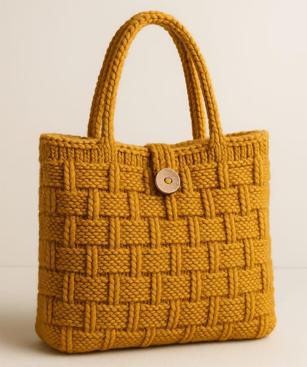 Basket Weave Tote Bag Knitting Pattern