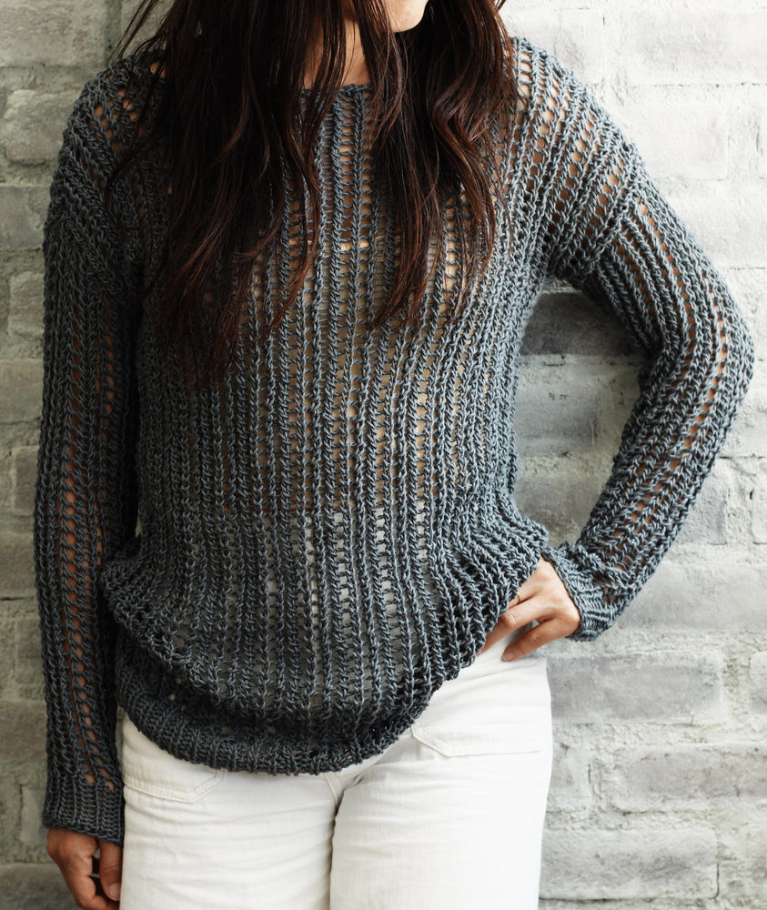 Free Knitting Pattern for 2 Row Repeat Bay Street Pullover