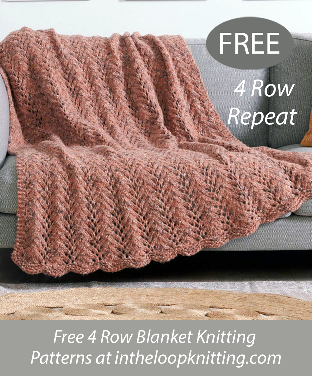 Free Lace Blanket  Knitting Pattern 4 Row Repeat