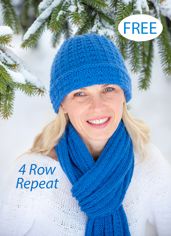 Free Blue Harmony Scarf and Hat Knitting Pattern