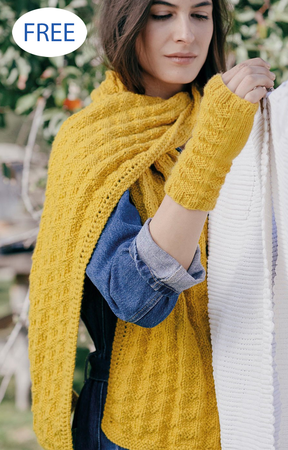Free Knitting Pattern Butterfly Scarf and Wrist Warmers