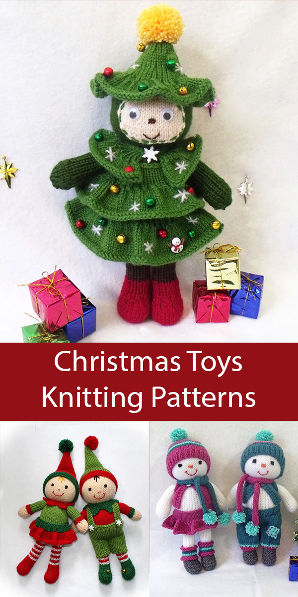 Christmas Toys Knitting Patterns Tree Doll, Elves, Snowman
