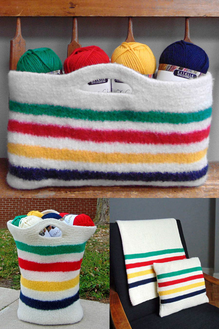 Free Cabin Baskets, Blanket, and Cushion Knitting Pattern