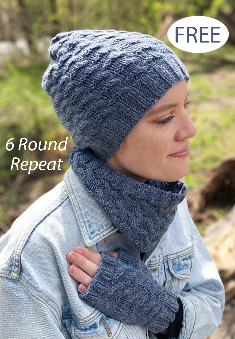 Free Cable and Check Hat, Cowl, and Gloves Set Knitting Pattern Cable Set