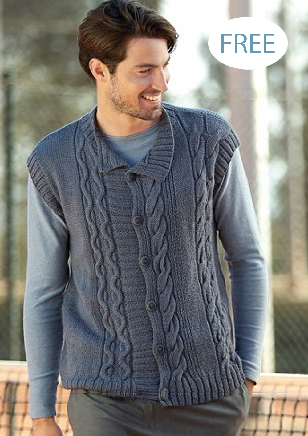 Free Knitting Pattern Cabled Man's Vest