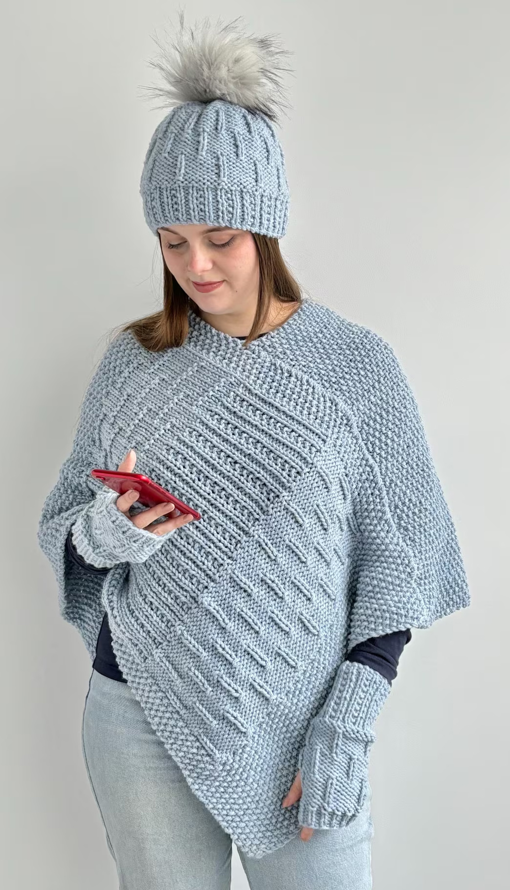 Caterpillar Poncho Set Knitting Pattern