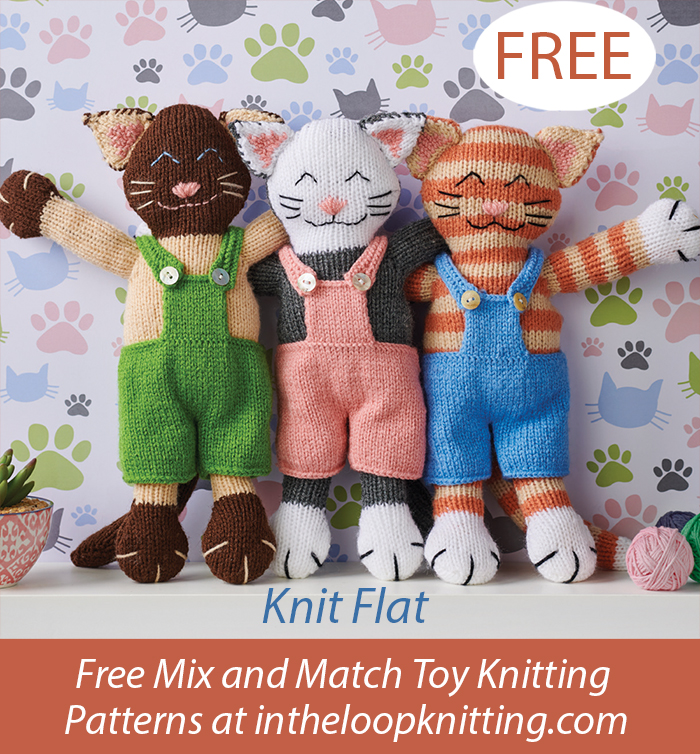 Free Cats in Dungarees Knitting Pattern