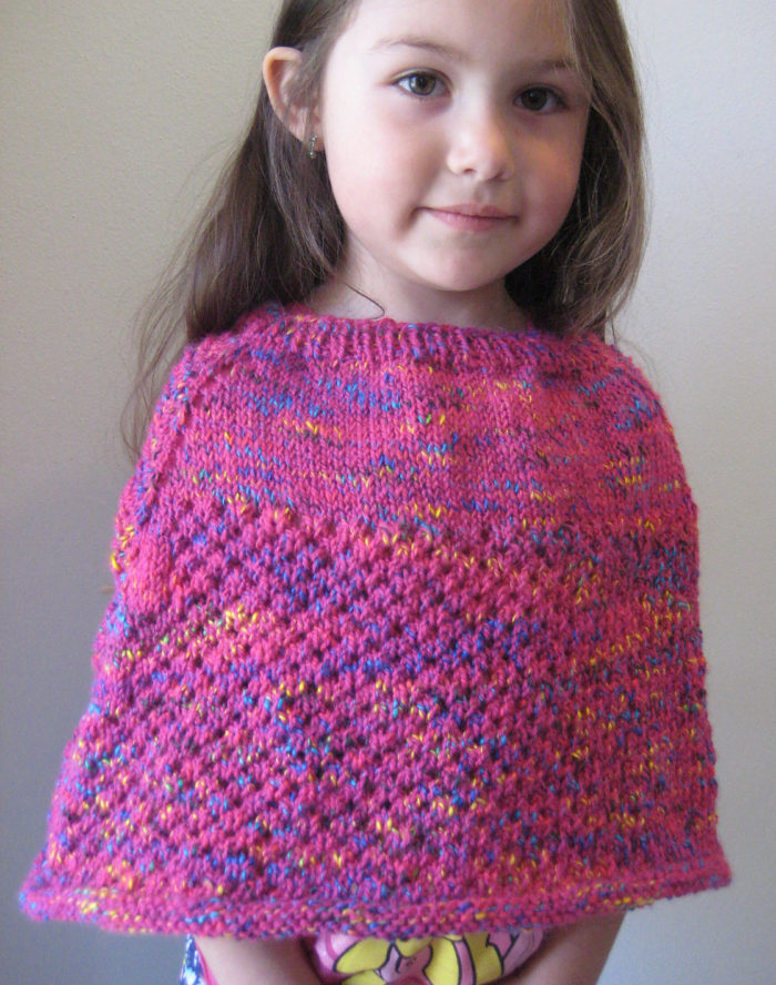 Free Knitting Pattern for Cellular Stitch Kids' Poncho