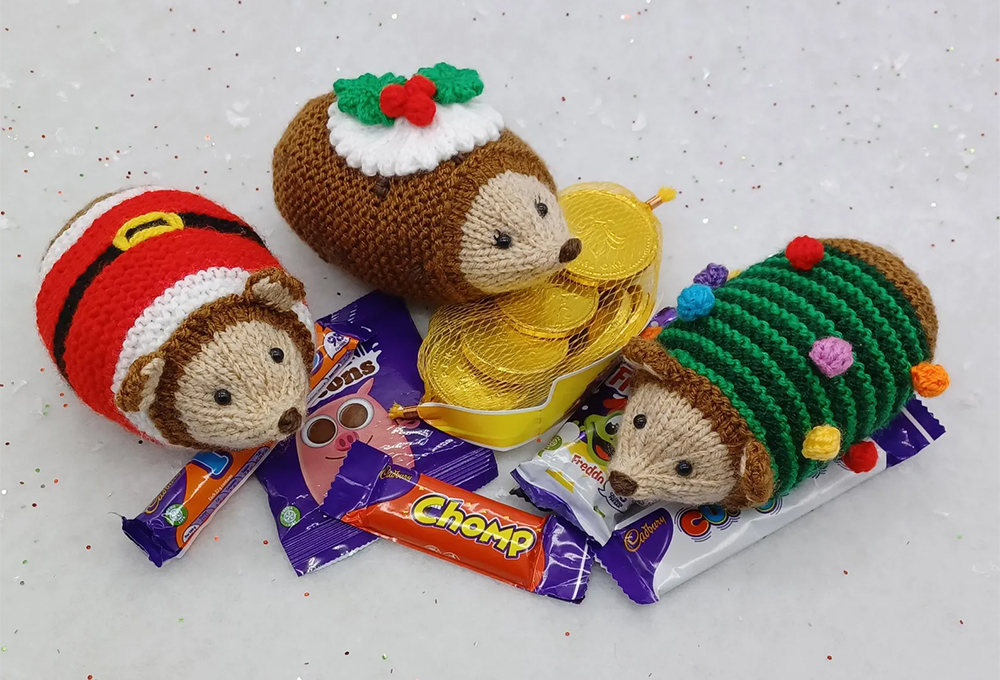 Christmas Hedgehog Treat Holders Knitting Pattern