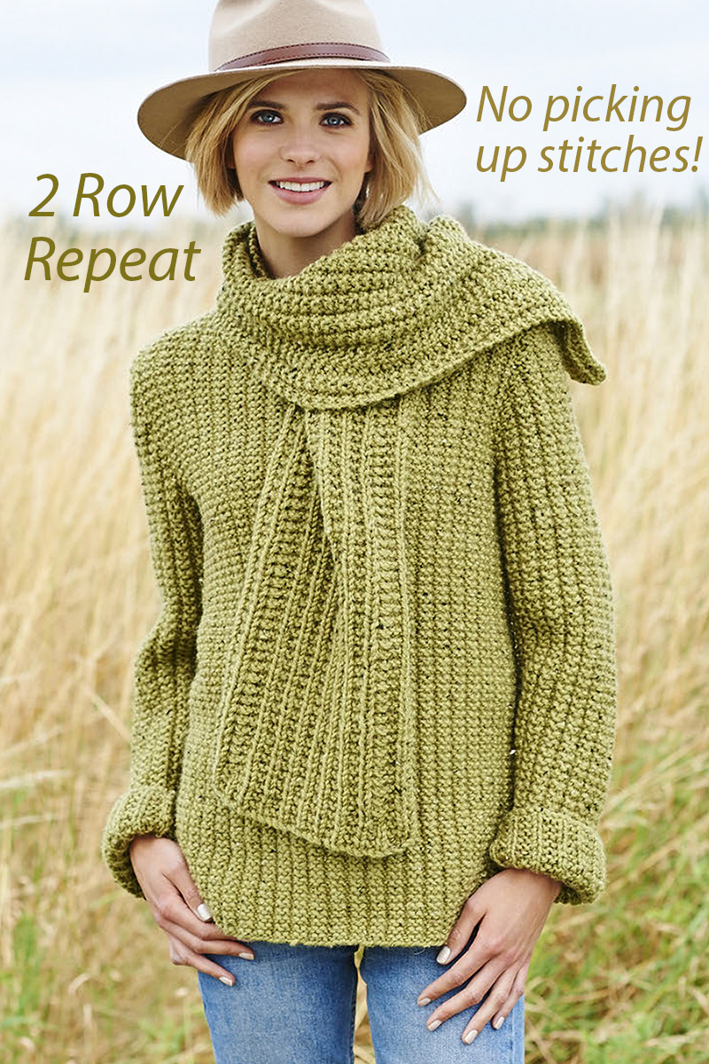 Free BScarf Neck Sweater Knitting Pattern 