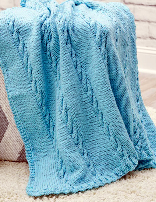 Free Knitting Pattern for 8 Row Repeat Classic Cable Baby Blanket