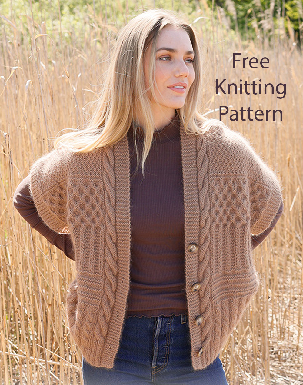 Free Cracked Walnuts Vest Cabled Vest Knitting Pattern