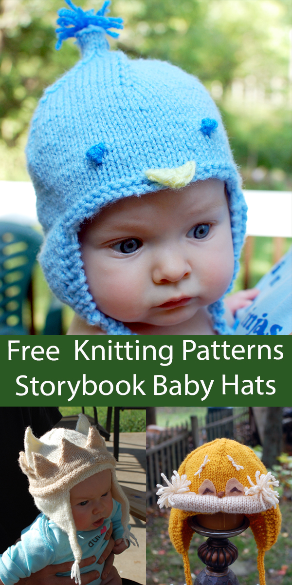 Storybook Baby Hat Knitting Patterns Bluebird, Max, Lorax