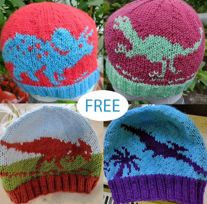 Free Dinosaur Hats Knitting Pattern