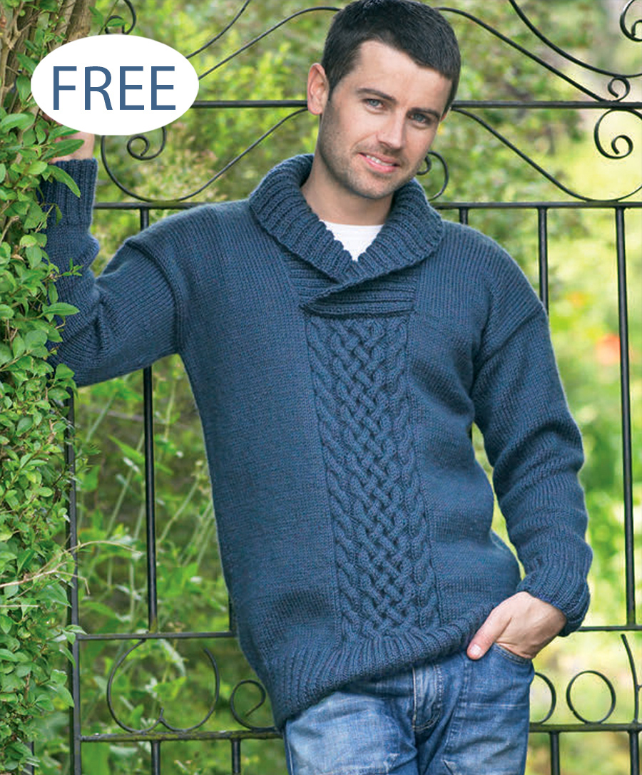 Free Men's Aran Cable Sweater Knitting Pattern 