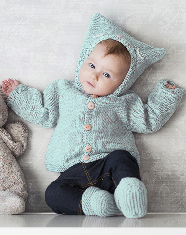 Free Knitting Pattern for Hooded Baby Cardigan