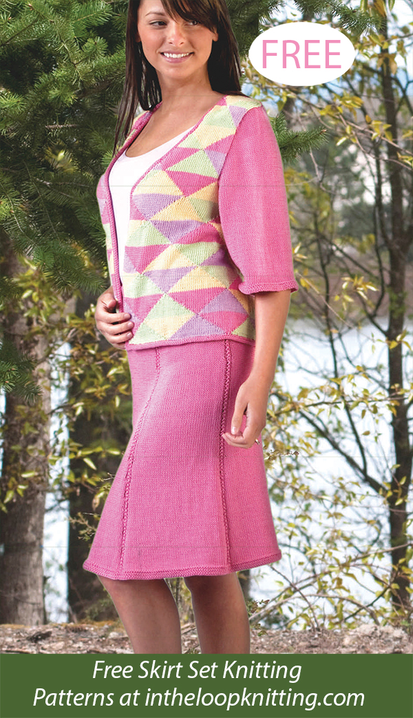 Intarsia Lover’s Jacket and Skirt Knitting Pattern Set