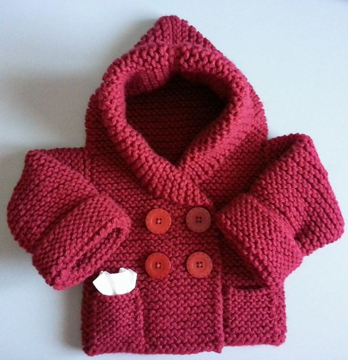 Free Knitting Pattern for Baby Hooded Jacket