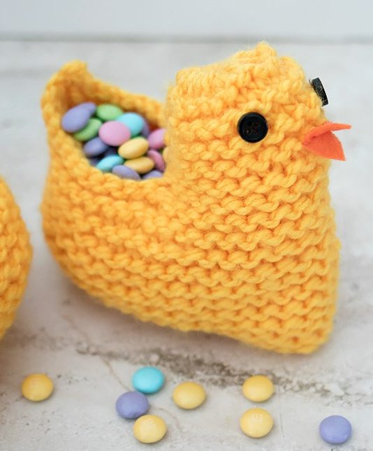 Free Knitting Pattern for Easter Chick Basket
